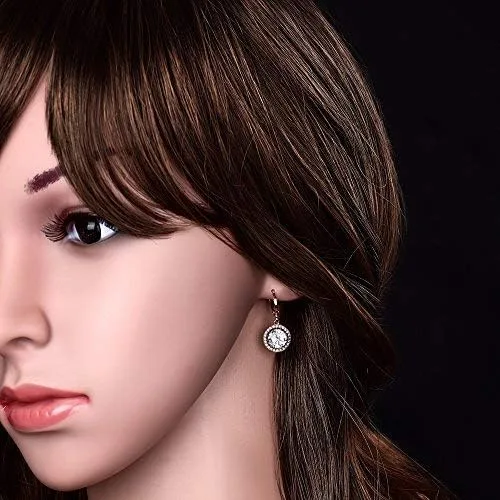 Miniatura 2 de GULICX Aretes colgantes argolla de oro rosa circón galvanizado estilo retro para mujer