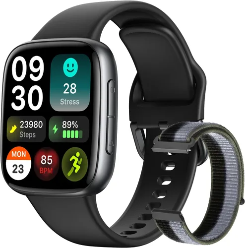 Reloj inteligente para mujer, 1.85 pulgadas AMOLED con pantalla ultra transparente compatible con iPhone/Samsung/Android, más de 100 modos