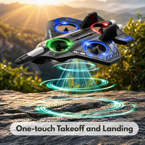 Miniatura 5 de Aviones de control remoto de espuma para niños y adultos principiantes, avión de combate RC con luz, juguete de caza de combate de 360°, rollo