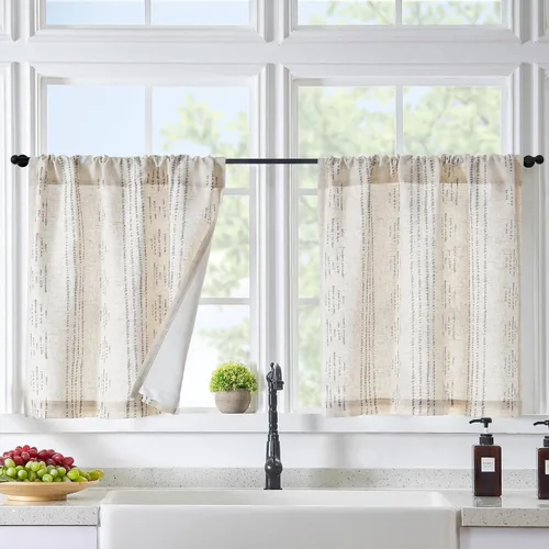 Miniatura 23 de Jinchan - Cortinas opacas del 95% para cocina estilo boho, cortinas de 24 pulgadas para cafetería, cortinas pequeñas estilo bohemio para dormitorio