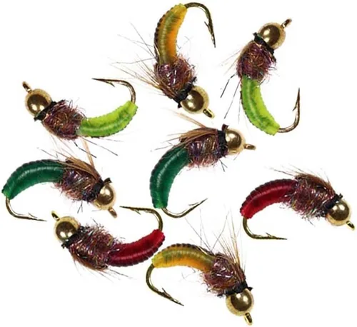 Miniatura 7 de Kit de moscas de pesca con mosca, 40/137 piezas, surtido de moscas secas/húmedas, serpentina para trucha, lubina, pez + caja de moscas