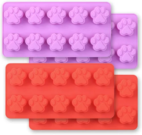 Moldes de silicona en forma de pata de perro, 10 cavidades, grado alimenticio, para chocolate, dulces, pasteles, pudín, gelatina. 4 unidades