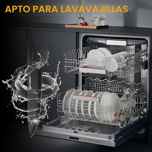 Miniatura 5 de Juego de 16 cuchillos de cocina con tabla de cortar, juego de cuchillos de acero inoxidable alemán con afilador, apto para lavavajillas, mango