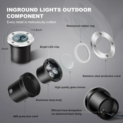Miniatura 2 de Paquete de 4 luces LED de bajo voltaje de 3 W y 12 V, luz LED de paisaje impermeable IP67 luces de camino para exteriores, focos de árboles