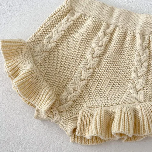 Miniatura 3 de Ashmyova Pantalones cortos de punto con volantes para bebés y niñas pequeñas