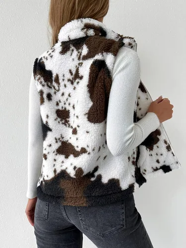 Miniatura 2 de SOLY HUX Chaqueta de forro polar con cremallera para mujer, sin mangas, con bolsillos
