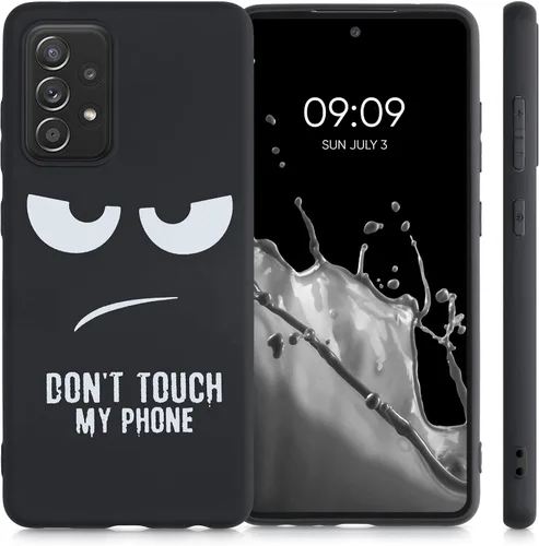 Miniatura 5 de kwmobile Funda de silicona TPU compatible con Samsung Galaxy A52 / A52 5G / A52s 5G - Funda suave - Don't Touch My Phone Blanco/Negro