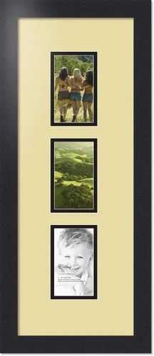 Miniatura 245 de ArtToFrames Marco de fotos tipo collage con estera doble con 3 aberturas de 5x7 y marco negro satinado Uva