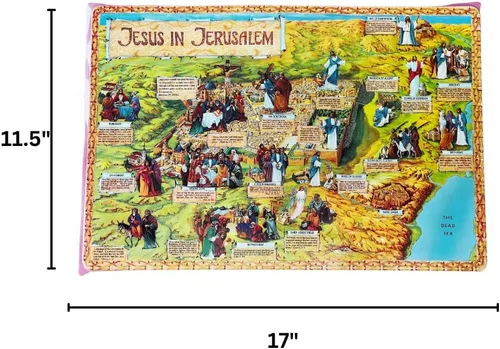 Miniatura 3 de Juego de 4 manteles individuales religiosos de plástico para mesa de comedor con Jesús en Jerusalén, Israel
