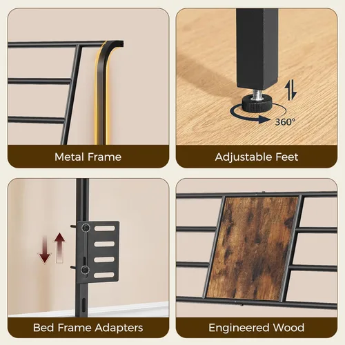 Miniatura 9 de MAHANCRIS Cabecera tamaño Queen solamente, cabecera de metal con 2 tiras de alimentación, respaldo reclinable, con adaptadores de marco de cama