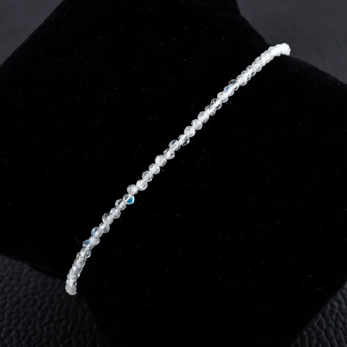 Miniatura 79 de Natural Gemstone Micro Beads Dainty Bangle Bracelet, Handmade Birthstone Jewelry, Healing Chakra Crystals, Silver Plated 8 inch, Birthday Gift for