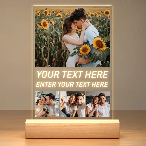 Marcos de fotos personalizados, marco de fotos personalizado con luz nocturna, marco de fotos personalizado con foto, regalos personalizados de 4