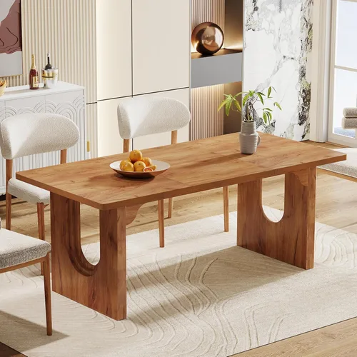 Miniatura 11 de Tribesigns Mesa de Comedor Moderna para 6 Personas, Mesa Grande de Comedor de Cocina de 71 pulgadas con Base de Pedestal de Madera, Mesa de Cena