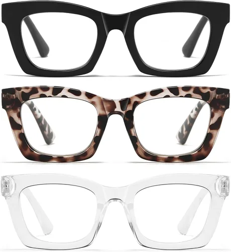Gafas de lectura de ojo de gato para mujer, paquete de 3 lectores de luz azul con bisagra de resorte, elegantes anteojos de computadora