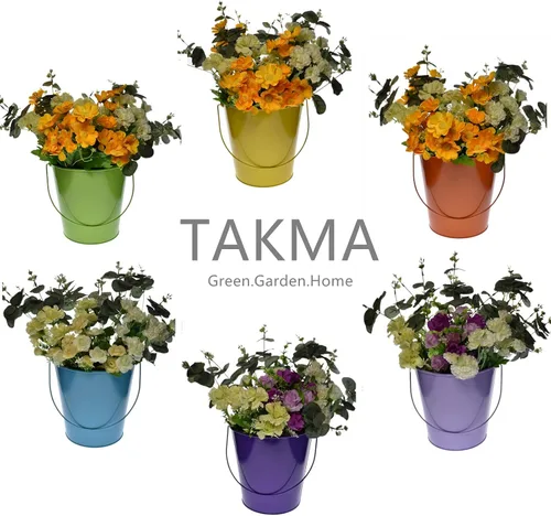 Miniatura 5 de Cubos de metal de colores con asa, paquete de 6 cubos de hierro galvanizado de 5.91 pulgadas para niños, aula, manualidades y recuerdos de fiesta