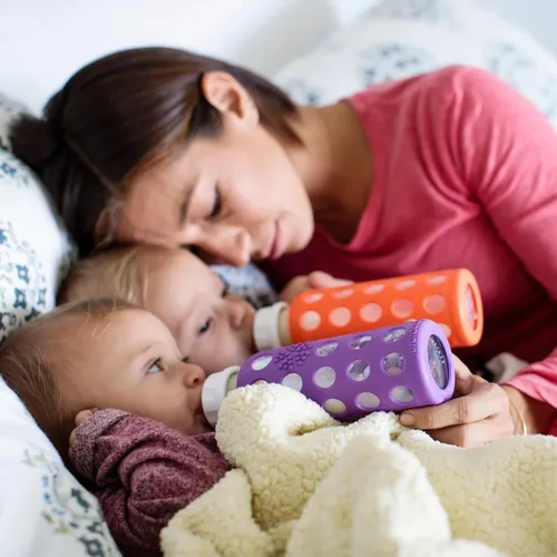 Miniatura 7 de Lifefactory Biberón de vidrio sin BPA Funda protectora de silicona Paquete de 3 de 9 onzas Papaya, col rizada y arándanos Papaya/Kale/Arándano
