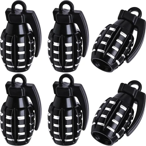 6 piezas tapas de válvula de neumático, cubiertas universales de válvula de neumático de aleación de aluminio para automóviles, camiones, SUV, Negro
