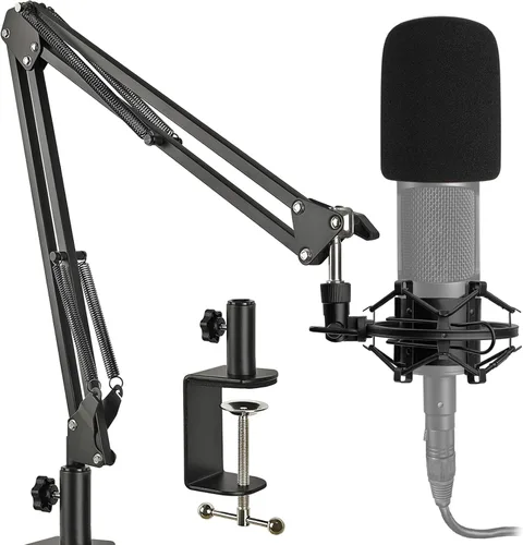 Soporte de micrófono AT2020 con soporte antivibración y filtro antipop, brazo articulado de suspensión AT2020 con abrazadera reforzada mejorada para