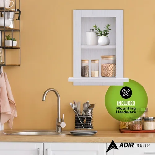 Miniatura 4 de AdirHome Nicho de pared empotrado, botiquín empotrado blanco completamente montado