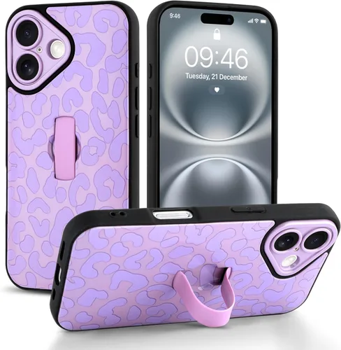 Miniatura 67 de Funda compatible con iPhone 17 Pro Max con correa de mano para los dedos, funda de teléfono con estampado de leopardo y guepardo para mujeres