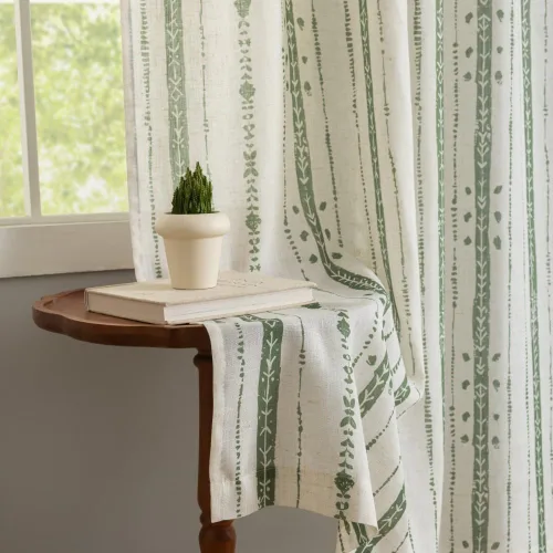 Miniatura 14 de Juego de 2 paneles de cortinas de lino bohemio, cortinas de semi privacidad para sala de estar, cortinas rústicas de campo de 54 pulgadas de largo