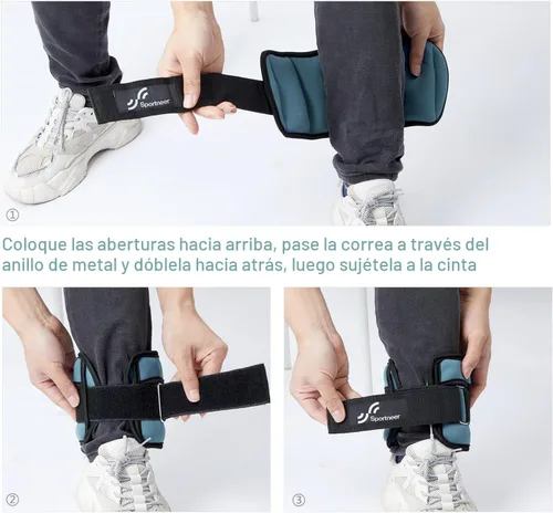 Miniatura 7 de Sportneer Juego de pesas de tobillo ajustables, 1 par, de 2, 4, 6, 8 y 10 libras, correas para el peso de las piernas para mujer, hombre, niños