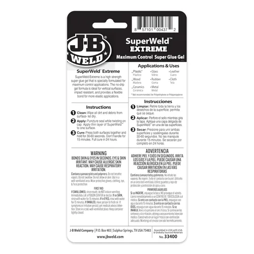 Miniatura 2 de J-B Weld SuperWeld Extreme Superpegamento - 15 g