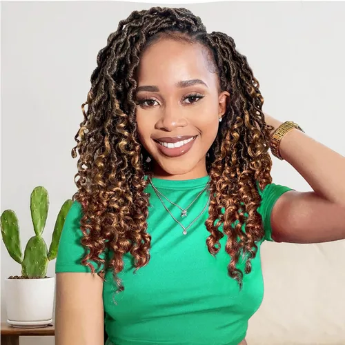 Miniatura 58 de Karida Rastas de cabello sintético de ganchillo de 18 pulgadas, 8 paquetes de cabello de ganchillo preanudado de diosa, rastas sintéticas onduladas
