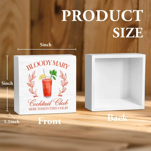 Miniatura 6 de Bloody Mary Bar - Letrero de madera para decoración de escritorio, regalos para amantes de los cócteles, Bloody Mary Cocktail Bloody Mary
