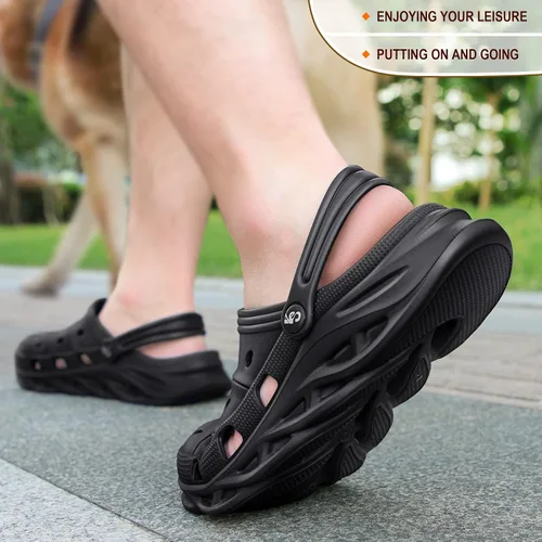 Miniatura 5 de KEMISANT Zuecos para hombre, unisex, sin cordones, para jardín, zapatos limpiadores, zapatos de trabajo en casa, acolchados, de apoyo
