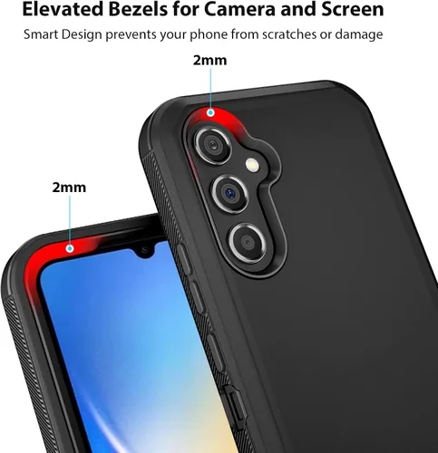 Miniatura 4 de Jiunai Funda para Samsung Galaxy A34, resistente, a prueba de golpes, de doble capa, protección de puerto, híbrida, resistente, para Samsung Galaxy