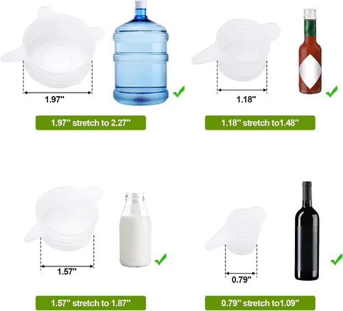 Miniatura 2 de Tapas elásticas de silicona, tapa de sello de silicona reutilizable, adecuadas para tapas de botellas de tamaño pequeño (paquete de 12)