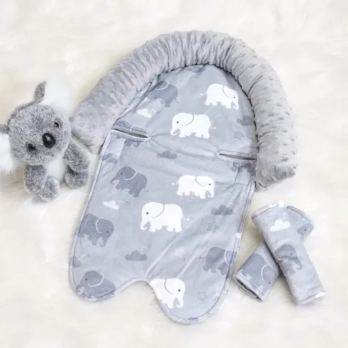 Miniatura 6 de TANOFAR Inserto de asiento de automóvil y fundas para correa, soporte de cabeza de asiento de automóvil gris para niños, cojín unisex suave