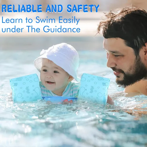 Miniatura 2 de Double Couple Toddler Swim Vest with Sleeves Cartoon Adjustable Strap Swimming Jacket Pool Floaties for Kids 20-50 Pounds Boys and Girls Child