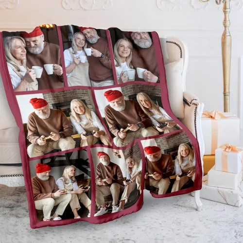 Miniatura 10 de Gowelly Manta personalizada con texto fotográfico, manta personalizada con imágenes para adultos, regalos de aniversario personalizados