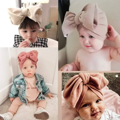 Miniatura 4 de Gorro de terciopelo de terciopelo para bebé niña, con lazo anudado para la cabeza, de gran tamaño, gorro indio, cálido para recién nacidos, niños
