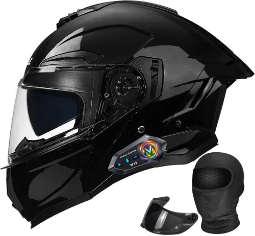 Miniatura 12 de Casco Modular Moto con Bluetooth Integrado, Doble Visera para Día/Noche, Ventilación Avanzada Múltiple, Forro Extraíble Lavable, Certificado DOT
