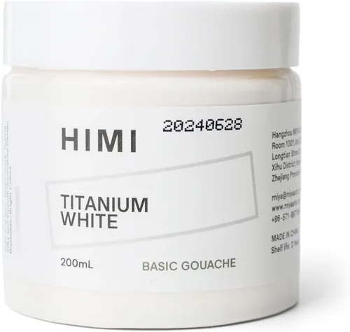 HIMI Pinturas Gouache de Rellendo, Color Blanco (Botellas de 200 ml), Pintura No Tóxica para Lienzo y Papel, Suministros de Arte para Profesionales,