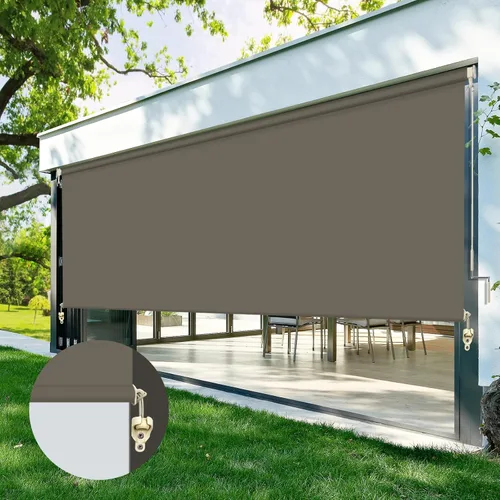 Miniatura 8 de ZY Blinds Persianas opacas para exteriores, sin cordones, de tela negra impermeable, para exteriores, protección contra la luz solar, pantalla