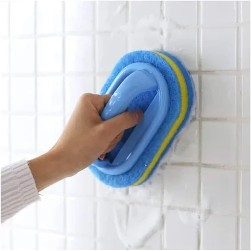 Miniatura 3 de KOKSI Cepillo de limpieza para baño, cocina, bañera, limpiador de inodoro, esponja de ducha multiusos, cepillo para fregar con mango ergonómico