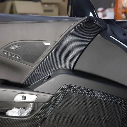 Miniatura 3 de Cubierta de la decoración del panel de puerta de la cabina de la fibra de carbono para Chevrolet Corvette C7 2014-2019