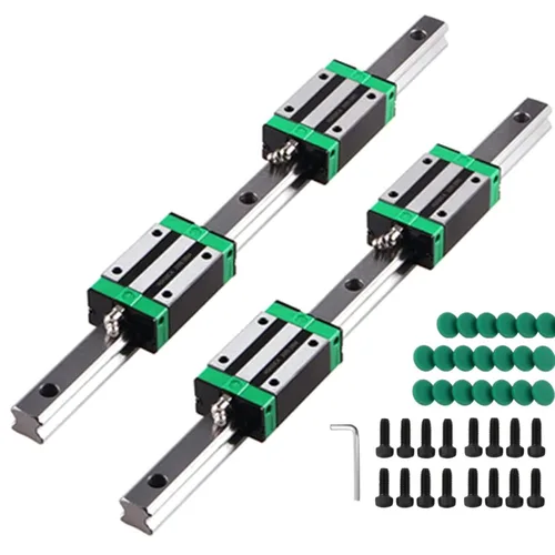 Riel de Guía Lineal 2 X HGR 20-200mm Riel Deslizante Lineal + 4 X Bloques de Rodamientos Riel de Guía Lineal para Enrutadores CNC de Bricolaje,