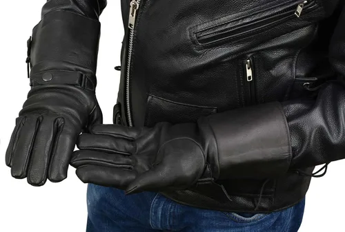 Miniatura 2 de Milwaukee Leather SH857 Guantes de motocicleta con forro térmico para hombre, piel de ciervo de Estados Unidos, color negro