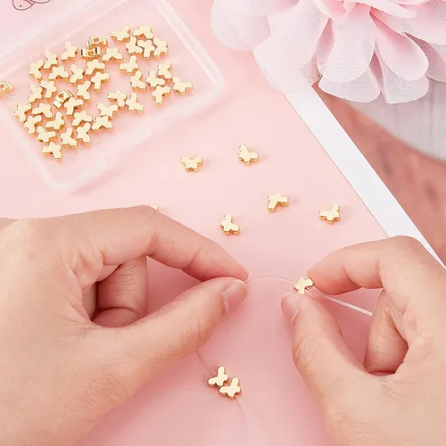 Miniatura 5 de Beebeecraft 1 caja de 50 cuentas sueltas de mariposa de metal para hacer collares, pulseras y joyas