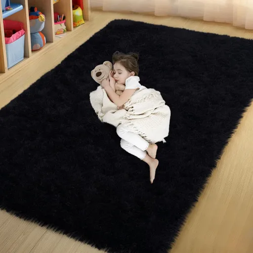 Miniatura 54 de qulint Alfombras de área de 5 x 7 pies para sala de estar, alfombra suave y esponjosa para dormitorio, alfombra de habitación de niños grandes, Gris