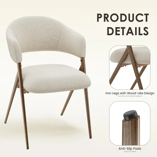 Miniatura 10 de COLAMY Juego de 6 sillas de comedor, sillas modernas tapizadas de tela para comedor, cocina, sillas laterales con respaldo abierto y asiento