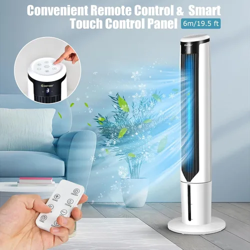 Miniatura 5 de ARLIME Enfriador de aire evaporativo, ventilador de torre de enfriamiento portátil 3 en 1 con control remoto, oscilación de 70°, 3 velocidades