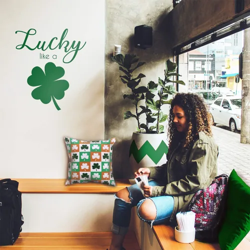 Miniatura 2 de Calcomanía de vinilo para pared del Día de San Patricio, Lucky Like A Four Leaf Trébol, 23 x 20 pulgadas, calcomanía decorativa de San Patricio