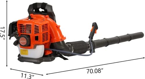 Miniatura 3 de Vermon Soplador de hojas de mochila, soplador de hojas a gas de 2 tiempos, 52 cc, 6800 RPM, potente soplador de césped para césped, jardín, cuidado