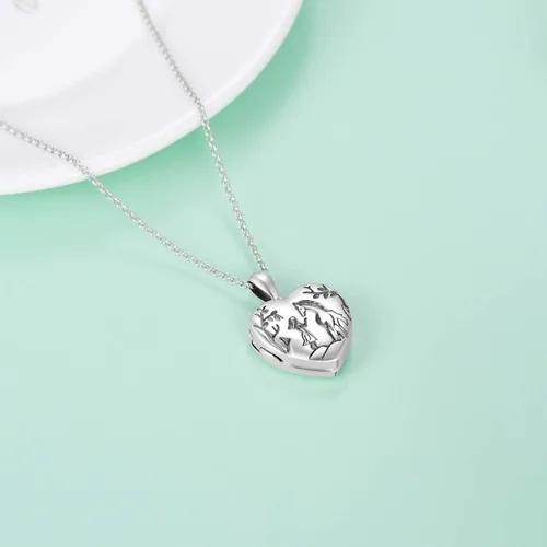 Miniatura 5 de Collar con medallón de corazón que sostiene fotos de plata de ley con colgante de foto, regalo conmemorativo para mujeres y niñas
